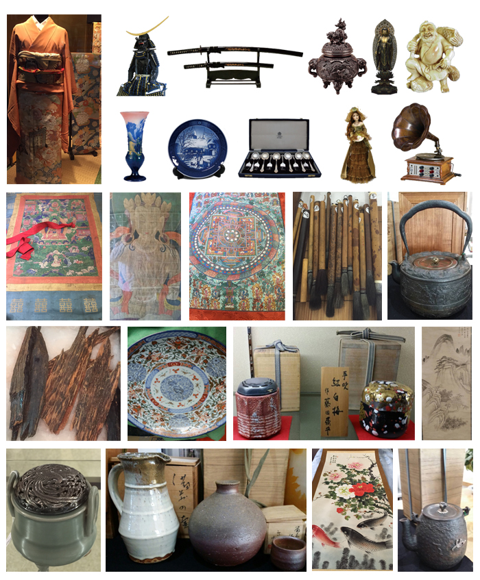 骨董品・美術品・着物・香木・茶道具・書道具・鉄瓶・陶器・茶碗など